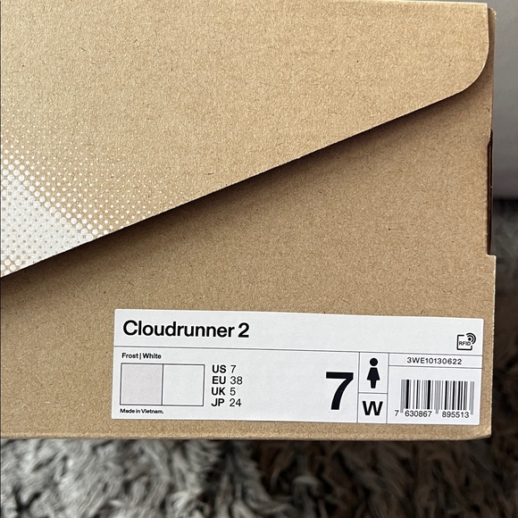 On Running Cloudrunner 2. Womens US size 7. Frost. White. Gray. New in box. - Picture 6 of 7